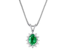 Load image into Gallery viewer, RYLOS Simply Elegant Beautiful Green Emerald &amp; Diamond Matching Set - Ring, Earrings and Pendant Necklace - May Birthstone
