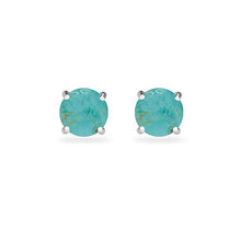 Load image into Gallery viewer, Sterling Silver Simulated Turquoise Round 6mm Prong-set Stud Earrings
