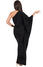 Load image into Gallery viewer, KOH KOH Womens Long One Off The Shoulder Evening Cocktail Bridesmaid Wedding Party Tube Guest Summer Formal Flowy Elegant Sexy Gown Gowns Maxi Dress Dresses, Black M 8-10
