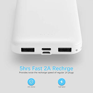 2-Pack Miady 10000mAh Dual USB Portable Charger, Fast Charging Power Bank with USB C Input, Backup Charger for iPhone X, Galaxy S9, Pixel 3 and etc …