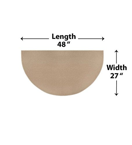 Load image into Gallery viewer, Fire Retardant Fiberglass Half Round Hearth Fireplace Area Rug Polyester Trim Non Slip Mat Low Profile Protects Floors from Sparks Embers Logs 27 W x 48 L Tan