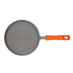 Rachael Ray Brights Hard Anodized Nonstick Sauce Pan/Saucepan with Lid, 3 Quart, Gray with orange handles