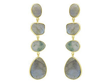 Load image into Gallery viewer, Large Labradorite Gold Plated Earring Silver 925, Green Moss Agate
