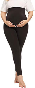 TOUCH LOOM Maternity Pants Maternity Over Belly High Waist Full Length Leggings Pants for Women Maternity Clothes Pregnant,Large,Black/Black