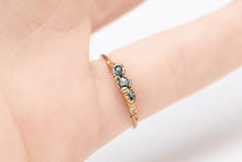 Load image into Gallery viewer, Triple Raw Blue Diamond Ring, Size 5, Yellow Gold, April Birthstone
