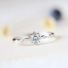Load image into Gallery viewer, Greendou Fashion Jewelry 925 Sterling Silver Dainty Blue Crystal Ring for Women Simple Style Square Engagement Finger Ring Ladies Fashion Jewelry (6)
