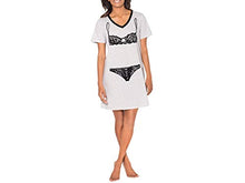 Load image into Gallery viewer, Smart &amp; Sexy Women's V-Neck Oversized Sleep Shirt, Light Heather Grey/Black Hue, L

