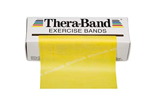 TheraBand Resistance Bands, 6 Yard Roll Professional Latex Elastic Band For Upper Body, Lower Body, & Core Exercise, Physical Therapy, Pilates, Home Workouts, & Rehab, Yellow, Thin, Beginner Level 2