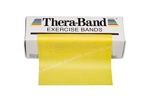 TheraBand Resistance Bands, 6 Yard Roll Professional Latex Elastic Band For Upper Body, Lower Body, & Core Exercise, Physical Therapy, Pilates, Home Workouts, & Rehab, Yellow, Thin, Beginner Level 2