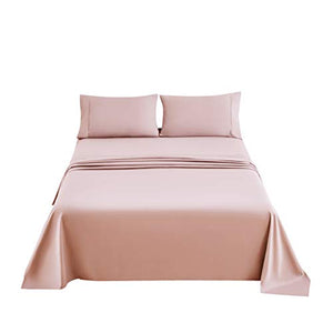 Bed Sheet Set 4 Pieces Brushed Microfiber Luxury with Soft Bedding Fade and Stain Resistant Queen, Blush Pink