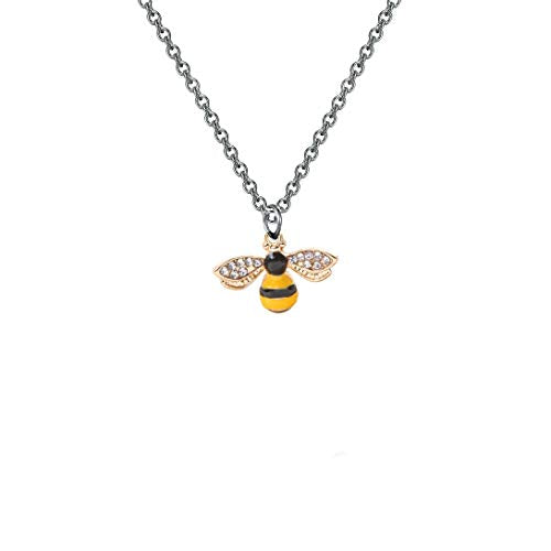 FUSTMW Crystal Bumblebee Pendant Necklace Infinity Love Charm Flying Honeybee Insect Jewelry Gifts (45cm+5cm Necklace)