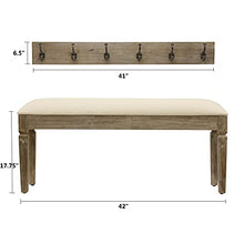 Load image into Gallery viewer, Décor Therapy Waverly Wood Bench with Coat Rack Set, Measures 42x11.8x17.75, Winter White
