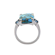 Load image into Gallery viewer, YoTreasure 11.18 Ct. Turquoise &amp; London Blue Topaz Solid 925 Sterling Silver Ring Jewelry
