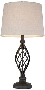 Annie Traditional Table Lamps Set of 2 Bronze Iron Scroll Tapered Cream Drum Shade for Living Room Family Bedroom - Franklin Iron Works