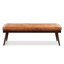 Load image into Gallery viewer, POLY &amp; BARK Luca Leather Bench, Cognac Tan
