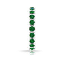 Load image into Gallery viewer, 1 CT Emerald Full Eternity Ring in Gold, Emerald Eternity Ring in Milgrain Bezel, May Birthstone Eternity Band for Women, 14K White Gold, Size:US 8.50
