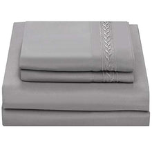 Load image into Gallery viewer, Chtoocy Luxurious Embroideried King Bed Sheet Set, 16&quot; Extra Deep Pocket Fitted Sheet King Size , Super Soft 1800 King Bed Sheet Wrinkle Free Cooling Hypoallergenic 4PC King Sheets Set(Gray)
