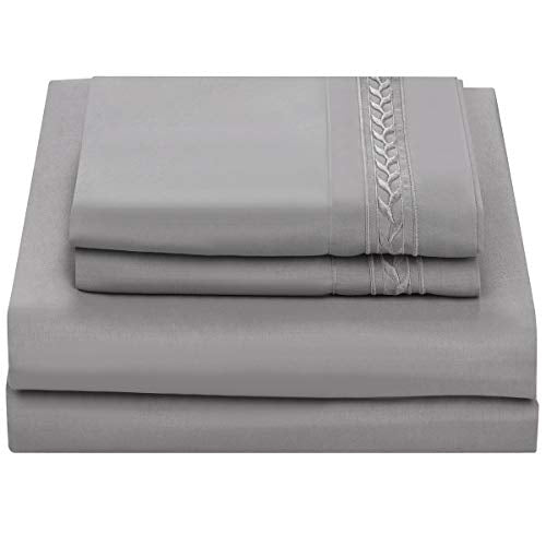 Chtoocy Luxurious Embroideried King Bed Sheet Set, 16