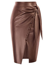 Load image into Gallery viewer, LIUMILAC Black Leather Skirt for Women High Waist Wrap Pencil Skirt Dating Party Skirt S
