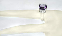 Load image into Gallery viewer, RB Gems Sterling Silver 925 Ring Genuine Gems Cushion 12 mm Rhodium-Plated Finish Cocktail Style (9, Amethyst)
