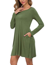 Load image into Gallery viewer, AUSELILY Women's Solid Plain Long Sleeve Pockets Casual Swing T-Shirt Dresses Burgundy (S,Wine Red)
