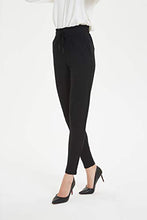 Load image into Gallery viewer, Tronjori Womens Comfy Stretch Slim Skinny Ponte Pants with Ruffles Details(XS, Black)
