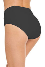 Load image into Gallery viewer, Micosuza Women's Swim Bottom High Waist Retro Basic Full Coverage Bikini Tankini Swimsuit Briefs Black
