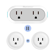 Load image into Gallery viewer, Smart Plugs That Work with Alexa, Google Home Assistant &amp; IFTTT, Dual Sockets 2.4G WiFi Outlet Compatible with Avatar Controls, Smart Life &amp; Tuya APP - Energy Monitoring, Timer, Group Remote Control
