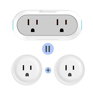 Smart Plugs That Work with Alexa, Google Home Assistant & IFTTT, Dual Sockets 2.4G WiFi Outlet Compatible with Avatar Controls, Smart Life & Tuya APP - Energy Monitoring, Timer, Group Remote Control