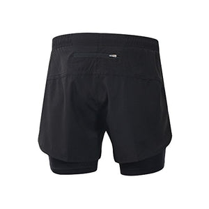 Lixada Men's 2-in-1 Running Shorts Quick Drying Breathable Active Training Exercise Jogging Cycling Shorts Blue