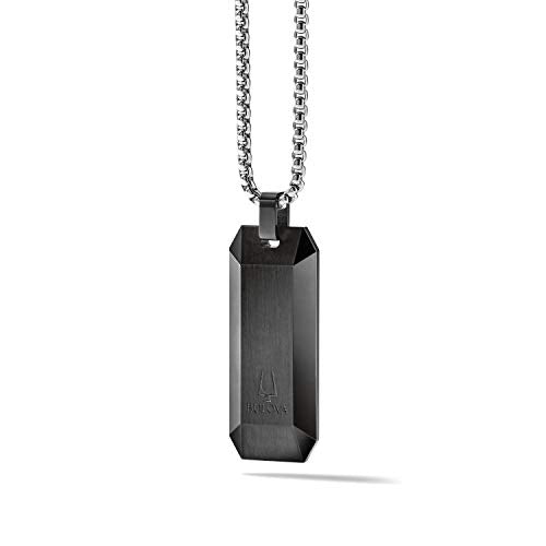 Load image into Gallery viewer, Bulova Mens Precisionist Black-ion Plated Stainless Steel Pendant Necklace with Brown Diamond Accent (Model J98N004)