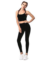 Load image into Gallery viewer, FAHZON Longline Sleeveless Sports Bra Seamless Workout Running Shirts Yoga Tank Top Camisole with Built Shelf Bra for Women Black
