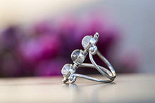 Load image into Gallery viewer, Moonstone Silver Ring, 925 Sterling Silver and Three Moonstone Light Blue Gemstones Ring for Women, Size US 6.5, Triple Moonstone and Real Silver Boho Chic Statement Ring, Bohemian Gift Idea.
