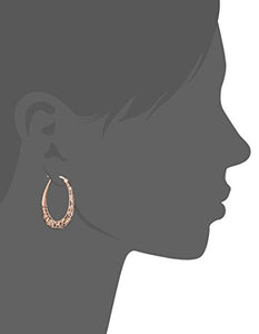 14k Rose Gold Plated Sterling Silver Filigree Oval Hoop Earrings