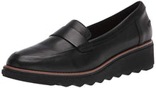 Load image into Gallery viewer, Clarks womens Sharon Gracie Penny Loafer, Black Leather With Dark Tan Welt, 8 US
