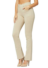 Load image into Gallery viewer, Premium Women's Stretch Dress Pants - Wear to Work - Ponte Treggings - Slim Leg with Buttons - White - M
