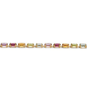 10K Yellow Gold Oval Cut Genuine Gemstone, Tennis Bracelet (3.5mm), Box Clasp, 7.25 inches