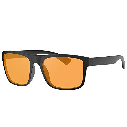 Quntis Blue Light Blocking Glasses, Blue Light Shield Computer Reading & Gaming Glasses for Men Women Anti Glare UV Digital Eyestrain - Amber Tinted Lens, Black Square Frame