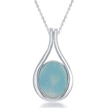 Load image into Gallery viewer, Sterling Silver Oval Natural Larimar Pendant with 18&quot; Chain
