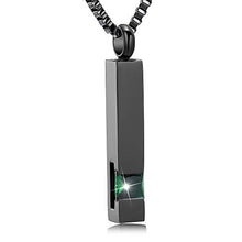 Load image into Gallery viewer, XSMZB Crystal Cremation Urn Jewelry Cube Memorial Ashes Necklace Pendant Keepsake- Black Birthstone Series(Green)
