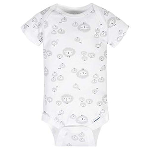 Gerber Baby 8 Pack Short-Sleeve Onesies Bodysuits Multi-Pack, Sheep Grey, 0-3 Months