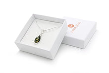 Load image into Gallery viewer, 925 Sterling Silver Teardrop Necklace with Natural Baltic Green Amber. Gemstone Pendant for Girls, Teens, Women. 20&quot; Snake Chain Included
