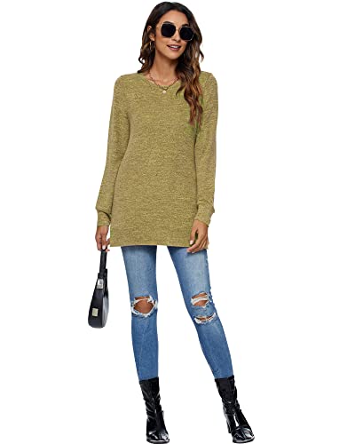 Load image into Gallery viewer, AUSELILY Womens Sweaters Tunic Shirts for Women Tunic Tops for Leggings for Women Yellow M