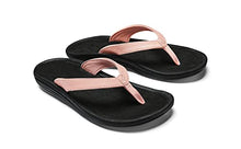 Load image into Gallery viewer, OluKai Kulapa Kai Women's Beach Sandals, Quick-Dry Flip-Flop, Water Resistant, Compression Molded Footbed &amp; Wet Grip Soles, Petal Pink/Black, 10
