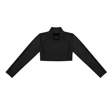 Load image into Gallery viewer, inlzdz Kids Girls Long/Short Sleeves/Sleeveless Crop Top Tight Shirt Dancewear Athletic Ballet Dance Yoga Costume Black 8
