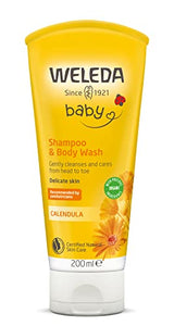 Weleda Baby Calendula 2-in-1 Gentle Shampoo and Body Wash, 6.8 Fluid Ounce, Plant Rich Cleanser with Calendula and Sweet Almond Oil