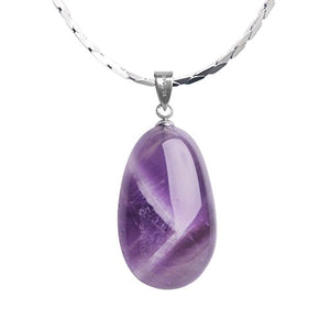 iSTONE 925 Sterling Silver Purple Amethyst Ladies Pendant Necklace, Gemstone Birthstone with 18" Silver Chain