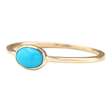 Load image into Gallery viewer, 1 Carat Natural Blue Turquoise 14K Yellow Gold Solitaire Promise Ring for Women Exclusively Handcrafted in USA
