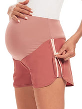 Load image into Gallery viewer, Glampunch Maternity Shorts Over Belly Active Quick-Dry Yoga Shorts Pregnancy Workout Running Short Pants Pink
