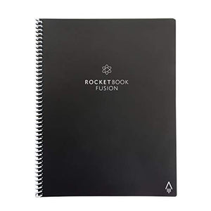 Rocketbook Fusion Smart Reusable Notebook - Calendar, To-Do Lists, and Note Template Pages with 1 Pilot Frixion Pen & 1 Microfiber Cloth Included - Infinity Black Cover, Letter Size (8.5" x 11")